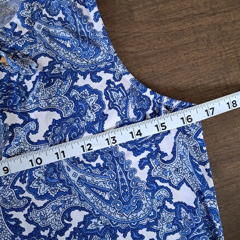 Michael Kors Women Sleeveless Dress Size XS Blue & White Paisley Print - Picture 6 of 8